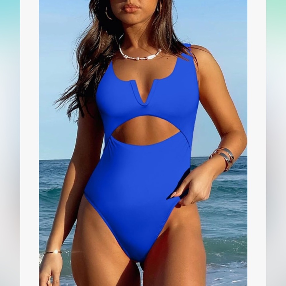MEYEEKA NWT M ROYAL BLUE SEXY CUT OUT WIRED V TUMMY CONTROL SWIMSUIT